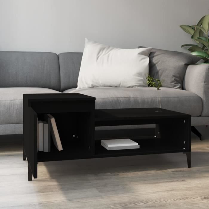 821133 vidaXL Coffee Table Black 100x50x45 Cm Engineered Wood