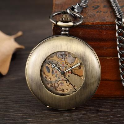 Reloj de bolsillo mecánico completamente automático brillante hueco Qinggu Reloj mecánico de regalo para hombres y mujeres