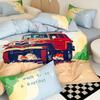 Cartoon Car  Motif,Microfibre Bedding Sets, Children's Bed Decor Duvet Cover for Teenagers Adult 3-Piece  with Zip Room Decor