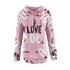 Long Sleeve Shirts For Women Valentine's Day  Lightweight Crewneck Loose Casual Print Hooded Draw Rope Pullover Tops