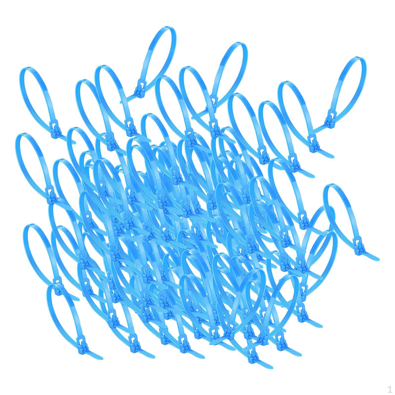 

100 Pcs Nylon Cable Ties, Multifunctional Management Fasteners for Home, Office, Car, Repair 20cmx3.6mm синій