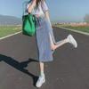 Women's Summer 2023 High Waist A-Line Slit Denim Skirt - Slim, Petite, Medium Length