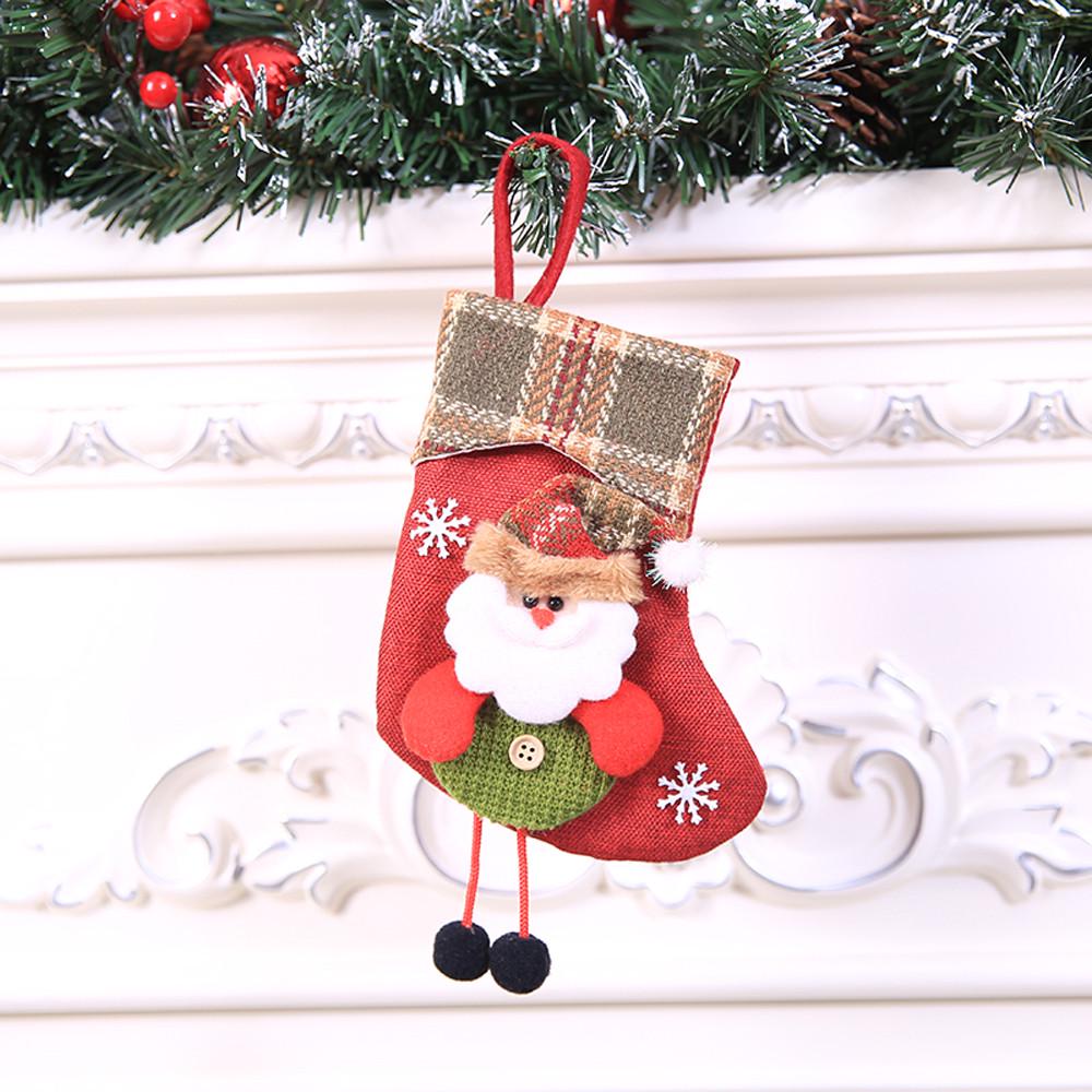 Christmas Stocking Mini Sock Santa Claus Candy Gift Bag Xmas Tree Hanging Decor