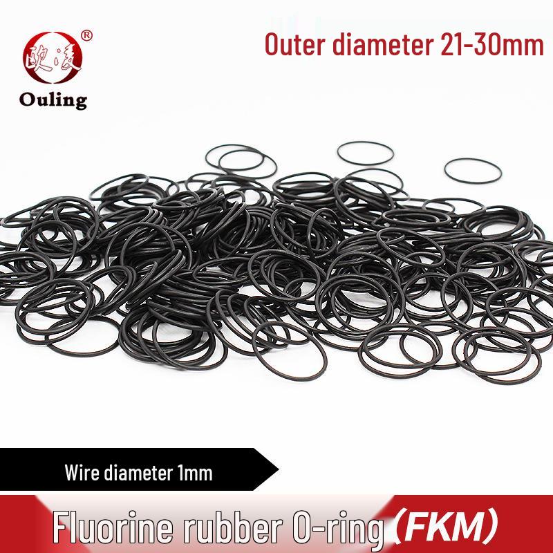 Black Fluororubber O-ring, OD 21-30*1mm, Pressure Resistant 21*1mm (5 pcs) Black Fluororubber O-ring