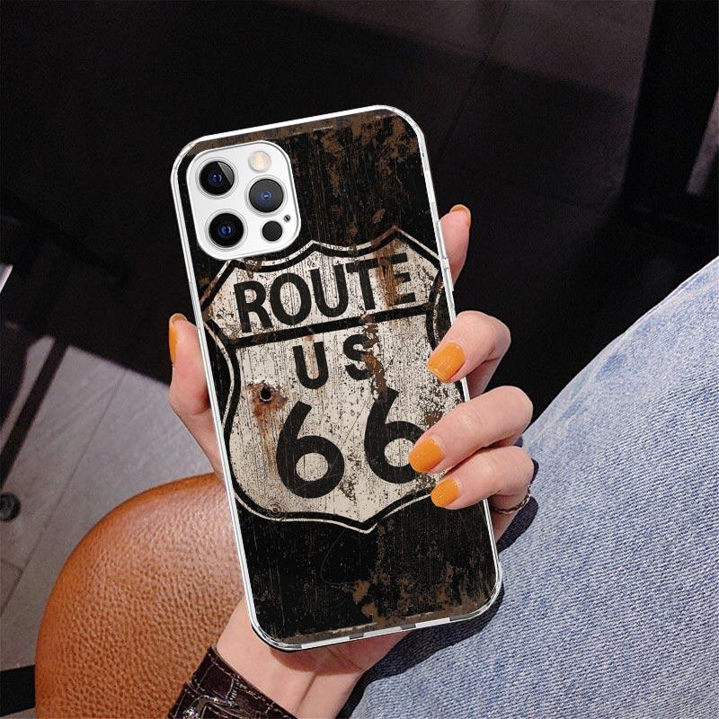 America Route 66 Phone Case For iPhone 17 Air 16 Pro Max 16E 15 + 14 Plus 11 12 13 Mini 7 8 SE Gift Print Cover Fundas
