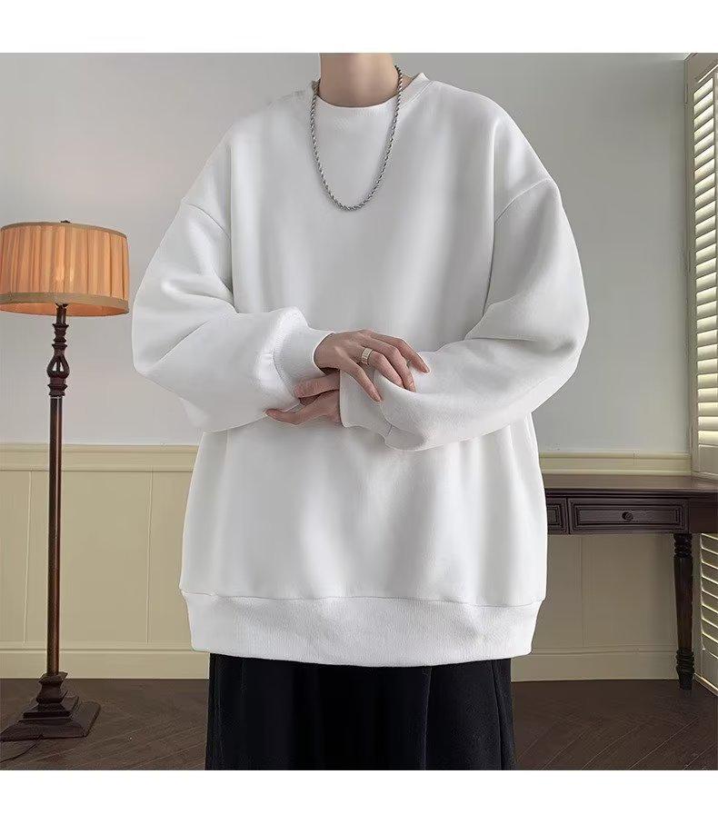 Autumn/Winter Plus Velvet Round Neck Hoodie - Men's/Women's Trendy Loose Fit Long Sleeve T-Shirt