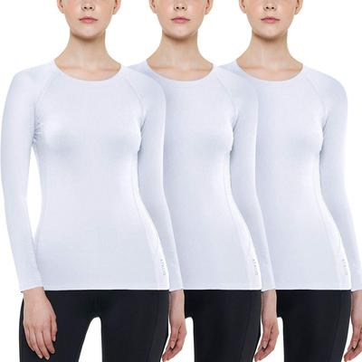 ATHLIO Long Sleeve Compression Round Perfect for and Loungewear In Winter Women's Innerwear, 3-Pack, Neck, Moisture-Wicking, Warm, Fleece-Lined,