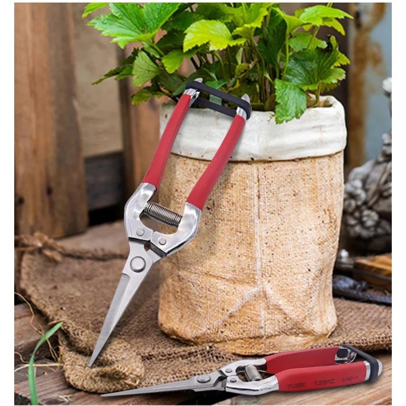 8 Zoll gerader langer Kopf Edelstahl scharfe Klinge Bonsai-Gartenschere Rutschfester Griff Rohrschneider Gartenschere Pflanzen
