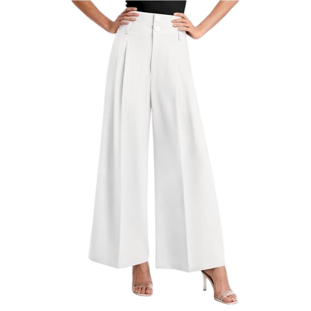 Damen lockere und lässige High-Waist gerade geschnittene Hose
