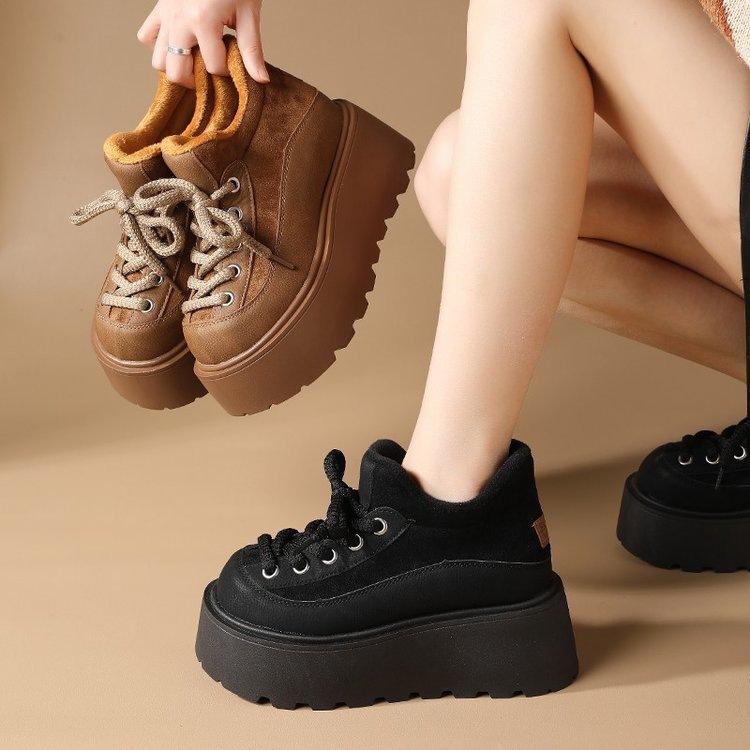 Muffin Birkenstocks winter new heightened thick-soled small man velvet
