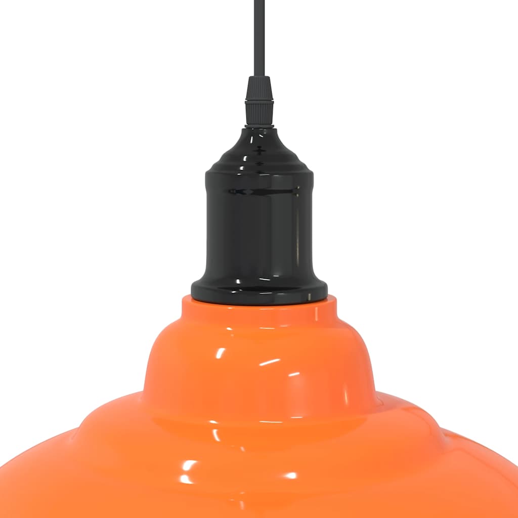 Adjustable Height Pendant Lamp E27 Orange Glossy Ø31 cm Metal