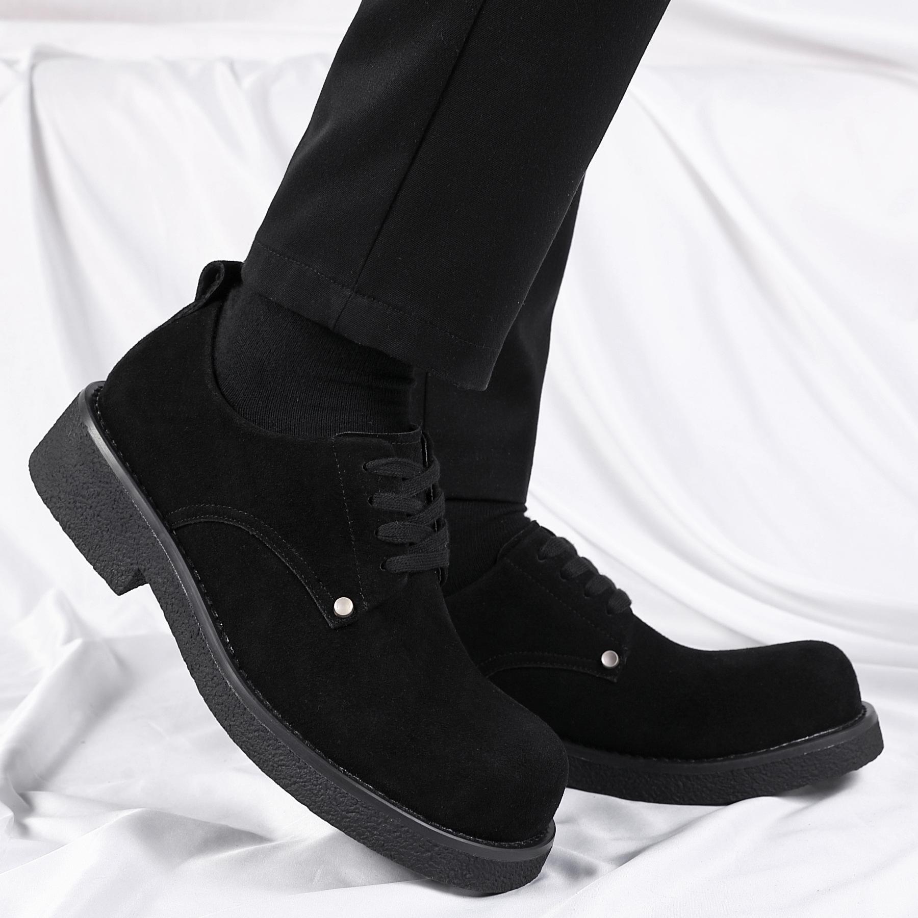 

Derby shoes 2025 new low-top cow anti-velvet men s retro tooling shoes with high thick soles and breathable fur shoes in summer 44