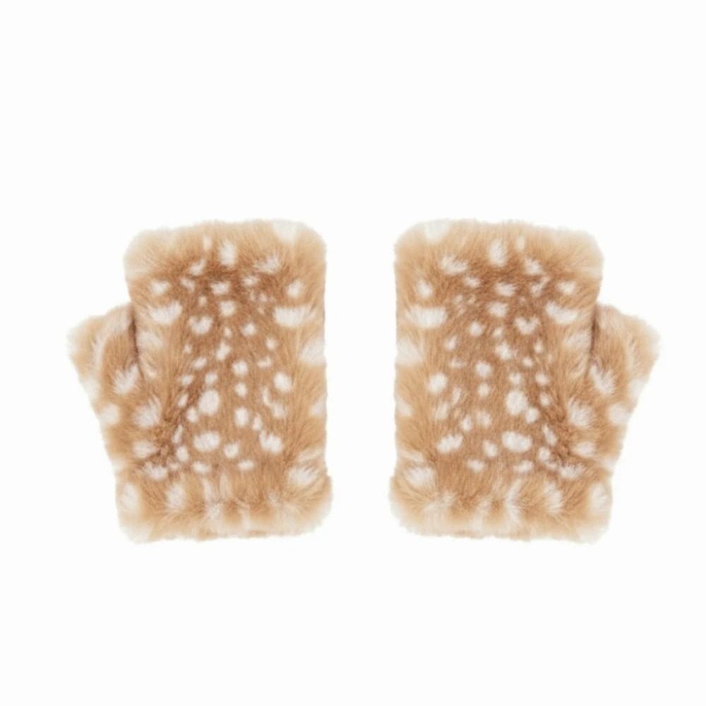 Elastic Cuff Half Finger Mittens Fleece Lined Plush Wrist Sleeve Fingerless Furry Gloves  Teens