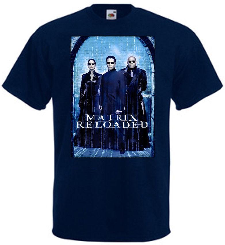 Matrix Reloaded v6 T-shirt navy blue movie poster all sizes S5XL L