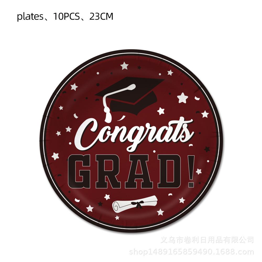 Red And Black Graduation Season Party Supplies Graduation Season Party Decoration Banner Flag Photo Props Party Tableware