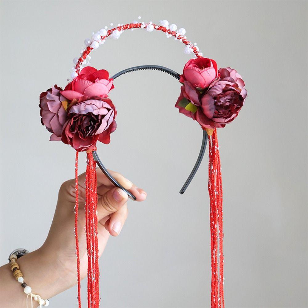 Sieben Feen Blumen Stirnband Perlen Hanfu Haaraccessoires Elegantes Quasten Haarband Alltagsleben