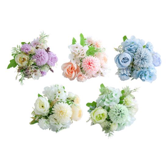 1/5/6Pcs Artificial Rose Bouquet 7 Fork Fake Silk Flower with Green Leaves Home Wedding Party Table Centerpiece Indoor Outdoor Faux Bloom Decoration