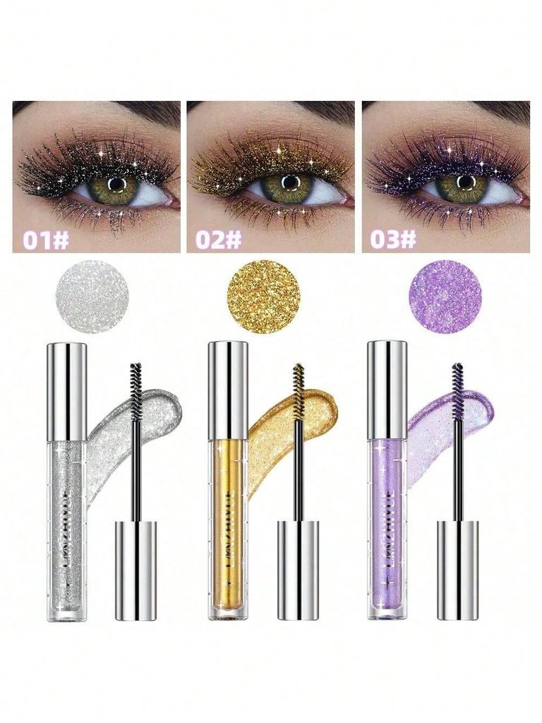 1pc Shiny Colorful Mascara, Glitter Mascara For Thick Curled Lashes, Water-Resistant Smudge-Proof Fo