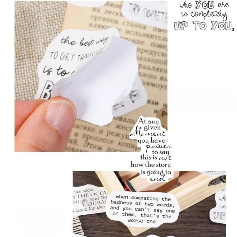 46Pcs/Box English Words Stickers Vintage Letter Paper Stationery Sticker Set for Diy Scrapbook Card Making Craft Lettering