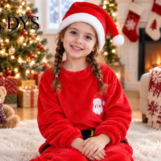 Soft Fleece Baby Christmas Outfit Kids Flannel Onesie, Santa Claus Costume Pajamas for Boys Girls, Jumpsuit Warm Holiday Party Sleepwear with Two Way