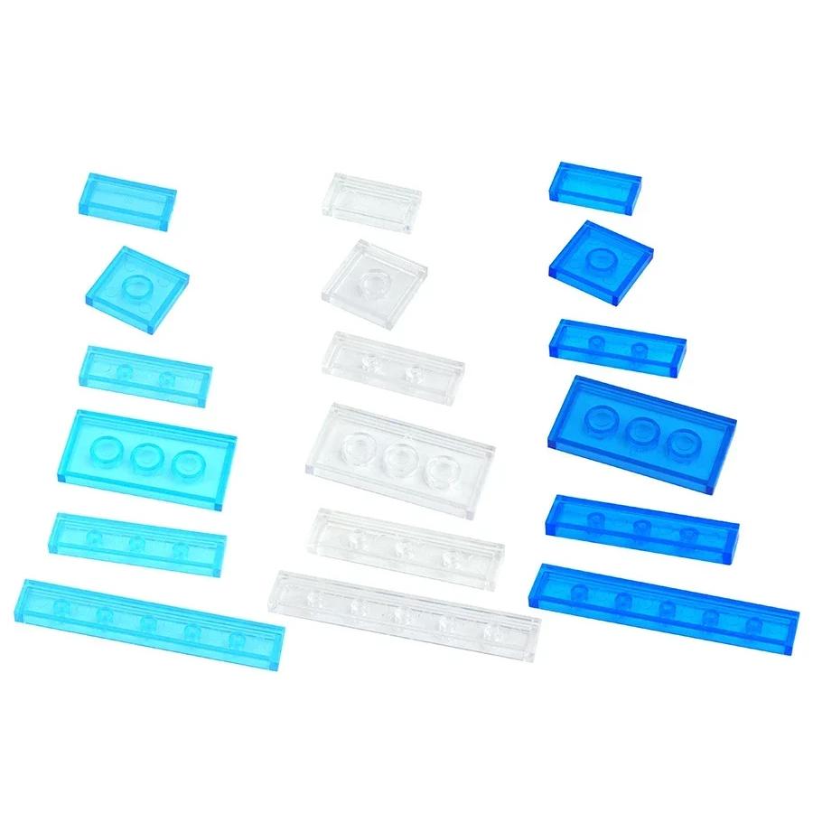 Interesting Toys Unisex Blue Smooth Transparent Thin Bricks 1X2 1X4 2X2 2X4 Creative Toy Assemble Clear Building Block Figures Gift Compatible 3070 3068