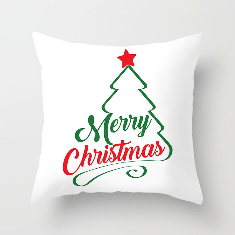 Merry Christmas Printed Pillowcase Christmas Style Cushion Cover Home Sofa Decor Throw Pillowcase