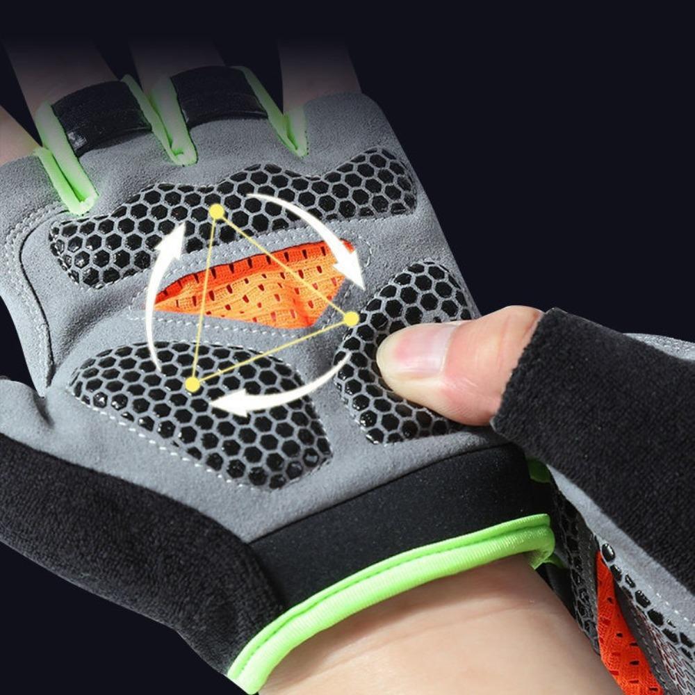Half-finger Gloves Outdoor Cycling Sports Summer Sun Protection Yoga Driving Shock Absorption Non-slip Silicone Disc Mesh Breathable Design