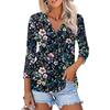 Women's Fashion Casual Print Button-down Shirt 3/4 Long Sleeve Tops