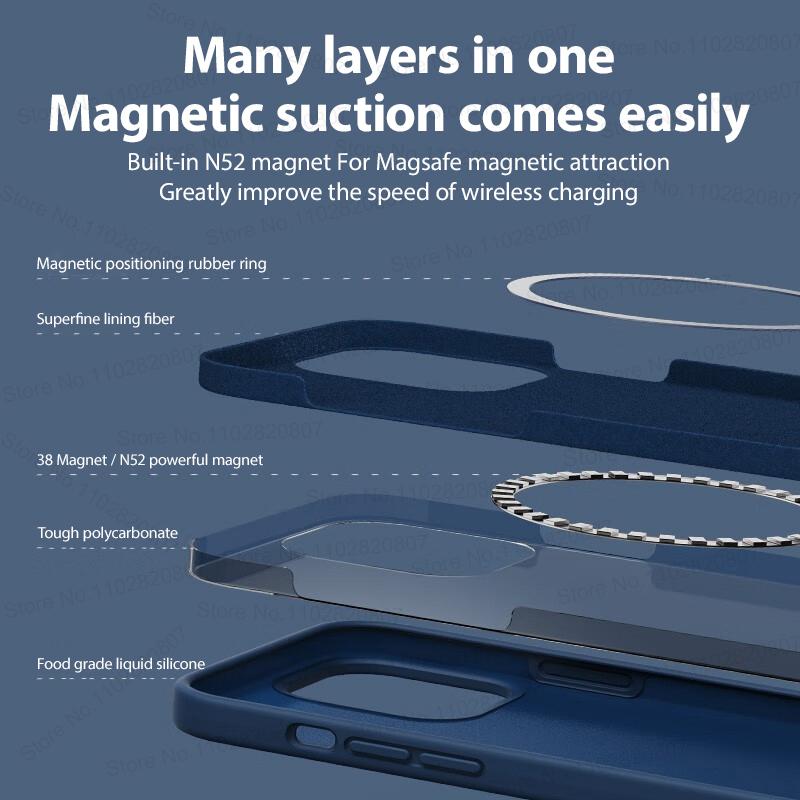 Custodie Magnetiche Originali Magsafe Per iPhone 15 14 13 12 11 Pro Max Plus Custodia Ricarica Wireless Accessorio Cover in Silicone Liquido