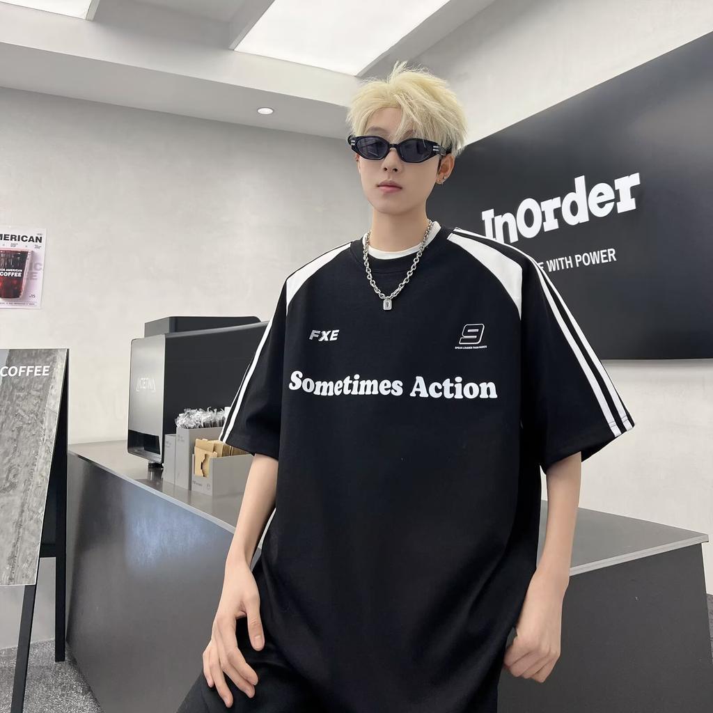 Short Sleeve T T-shirt Men's Fashion Brand Summer Loose Half Sleeve2025New Internet Hot Fashionable ins Simple Printed Top