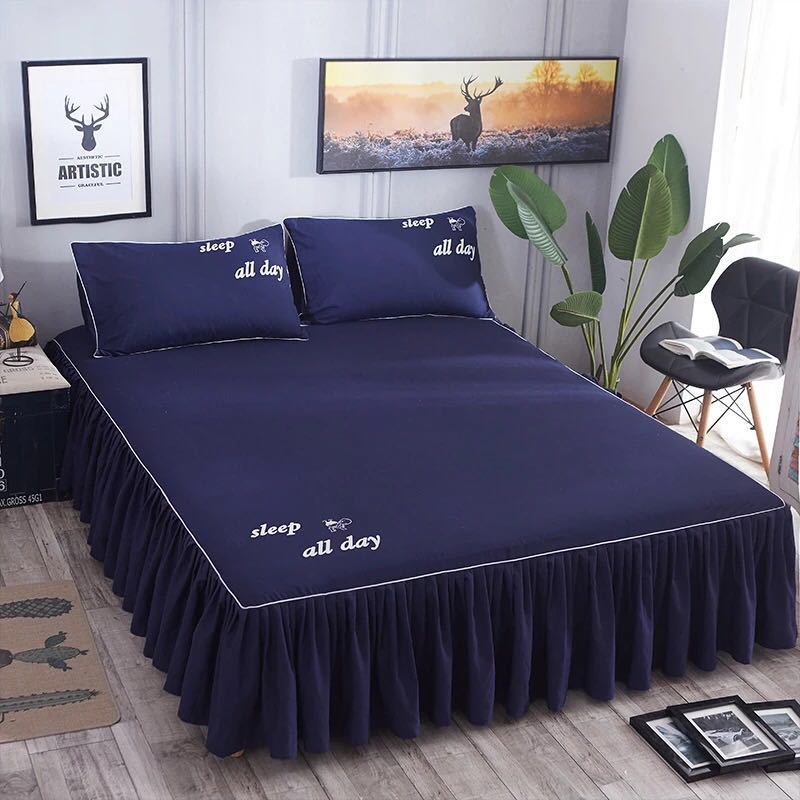 Bedsheet Bed Skirt Bedspread Non-slip Mattress Cover Bedding Bed Skirt Solid Home Hotel Bed Skirt Mattress Protector Cover