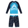 2Pcs Strand Schwimmen Bade Cartoon Shark Fisch Wellen Floral Print Bademode Lange Ärmel Tops Mit Shorts