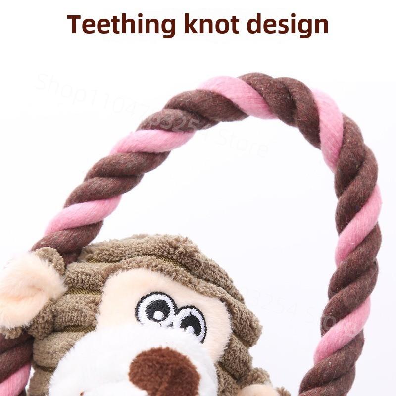 Dog Plush Toys Squeaky Animal Toys Lion Elephant Monkey Shaped Pet Chew Toy Interactive Teeth Cleaning Toy Pet Training Anti Bit