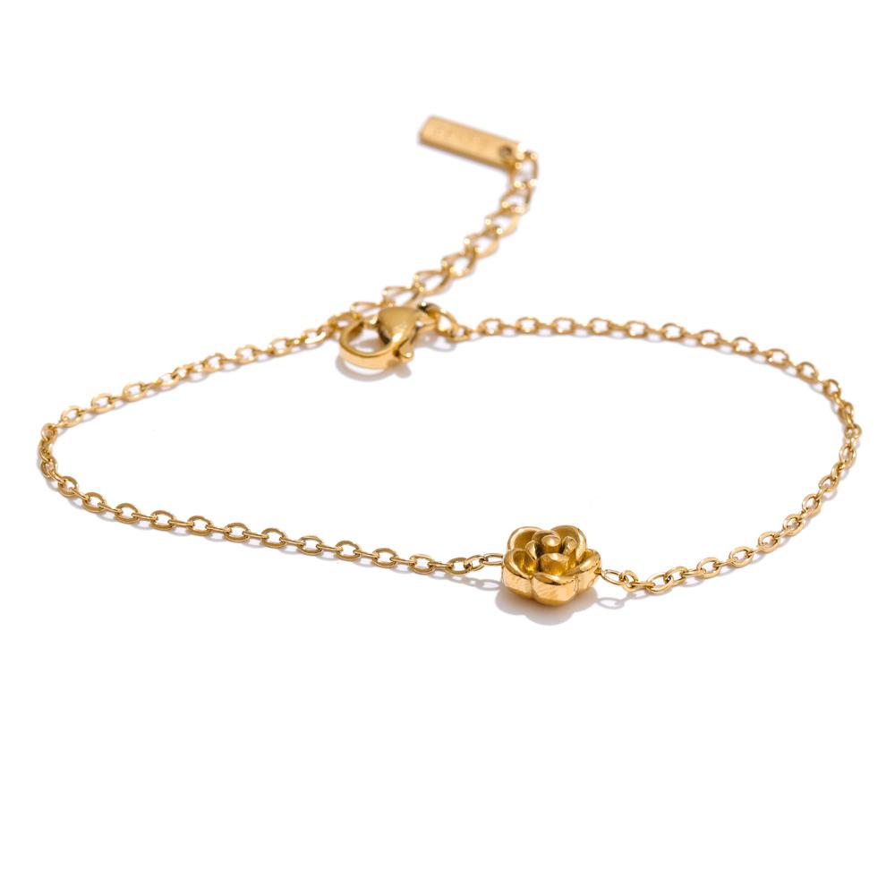 Yhpup Chic Stainless Steel Rose Flower Chain Necklace Bracelet Earrings Set Gold & Platinum PVD Waterproof Plated Daily Jewelry