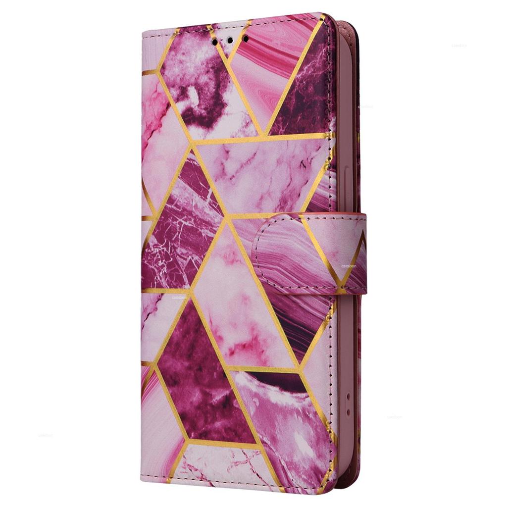 Apple 17Pro/16E Marble Patchwork Leather Case with Card Slot for iPhone Air