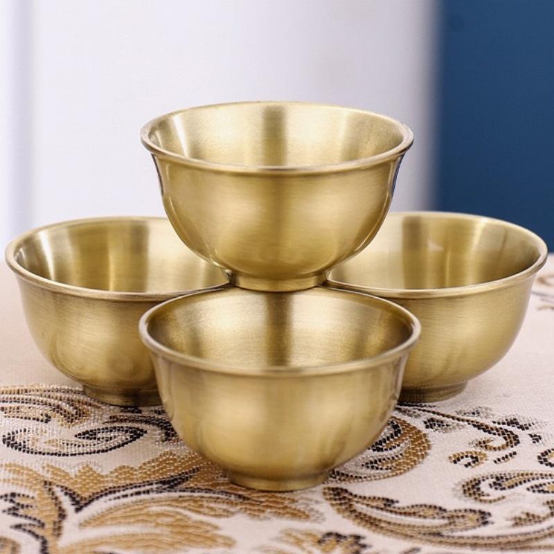 Brass Liqueur Shot Glass Creative Wedding Mini Wine Cup Copper Milk Tea Cups Bronze Golden Buddhist Bowl Home's Gift Decorative