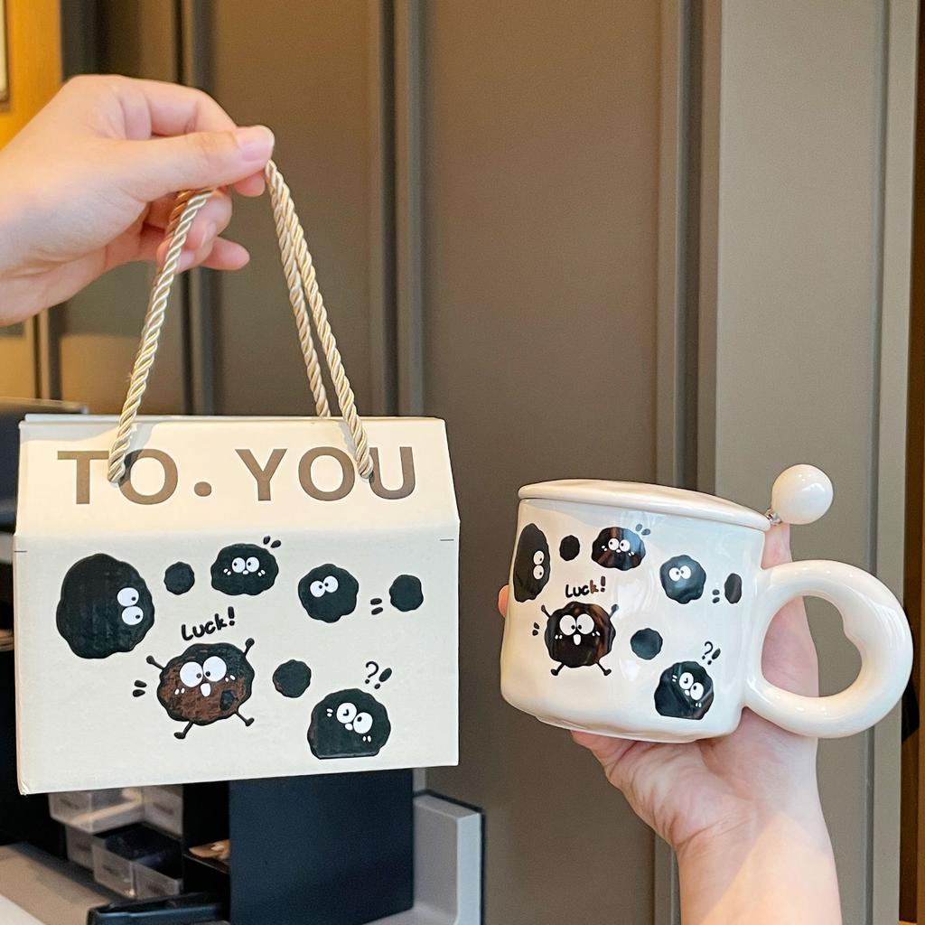 Souvenir Girls Cute Ceramic Mug with Lid Couple Water Cup Creative Practical Mug Men's Coffee Mug Gift