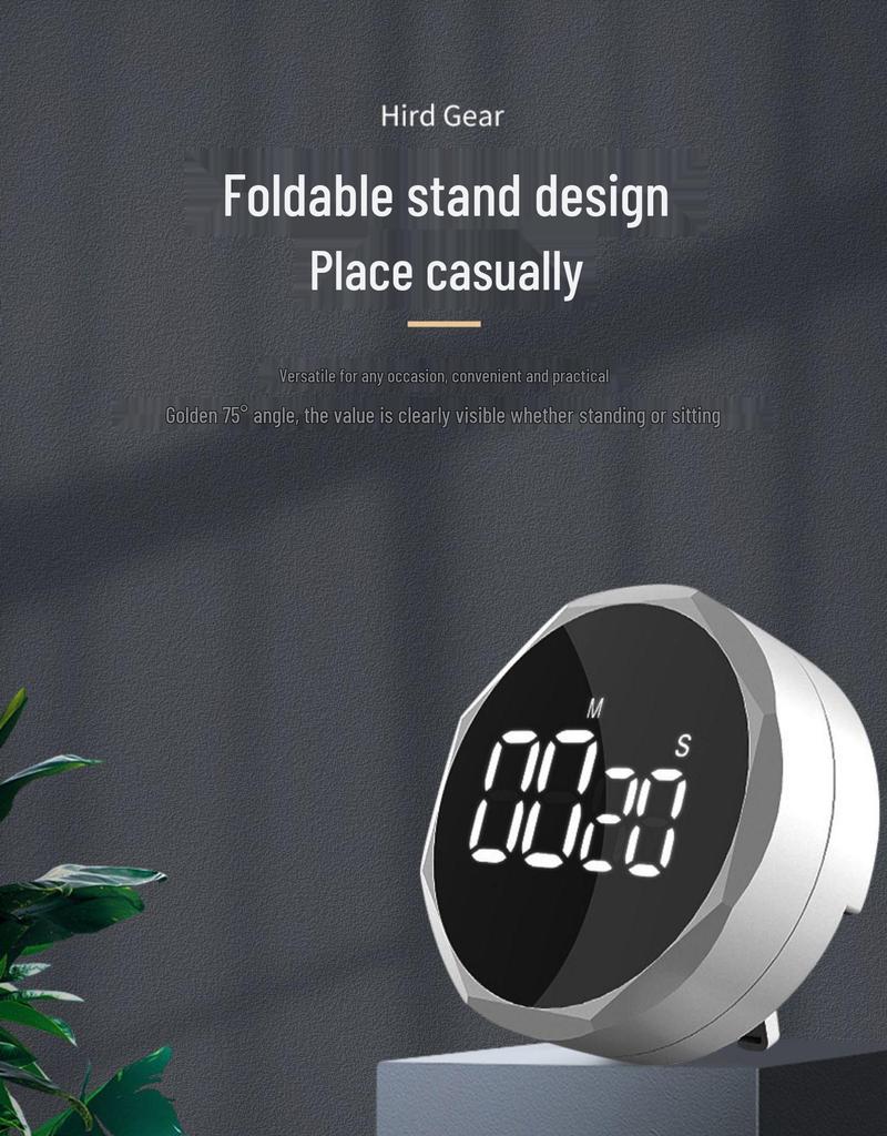 Rotating 05-Tile Timer: Student Study & Cooking Alarm Clock with Rechargeable Feature.