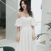White Evening Dress Women's 1011 New Banquet Temperament Socialite Long Style Can Usually Wear Birthday Shoulder Dress