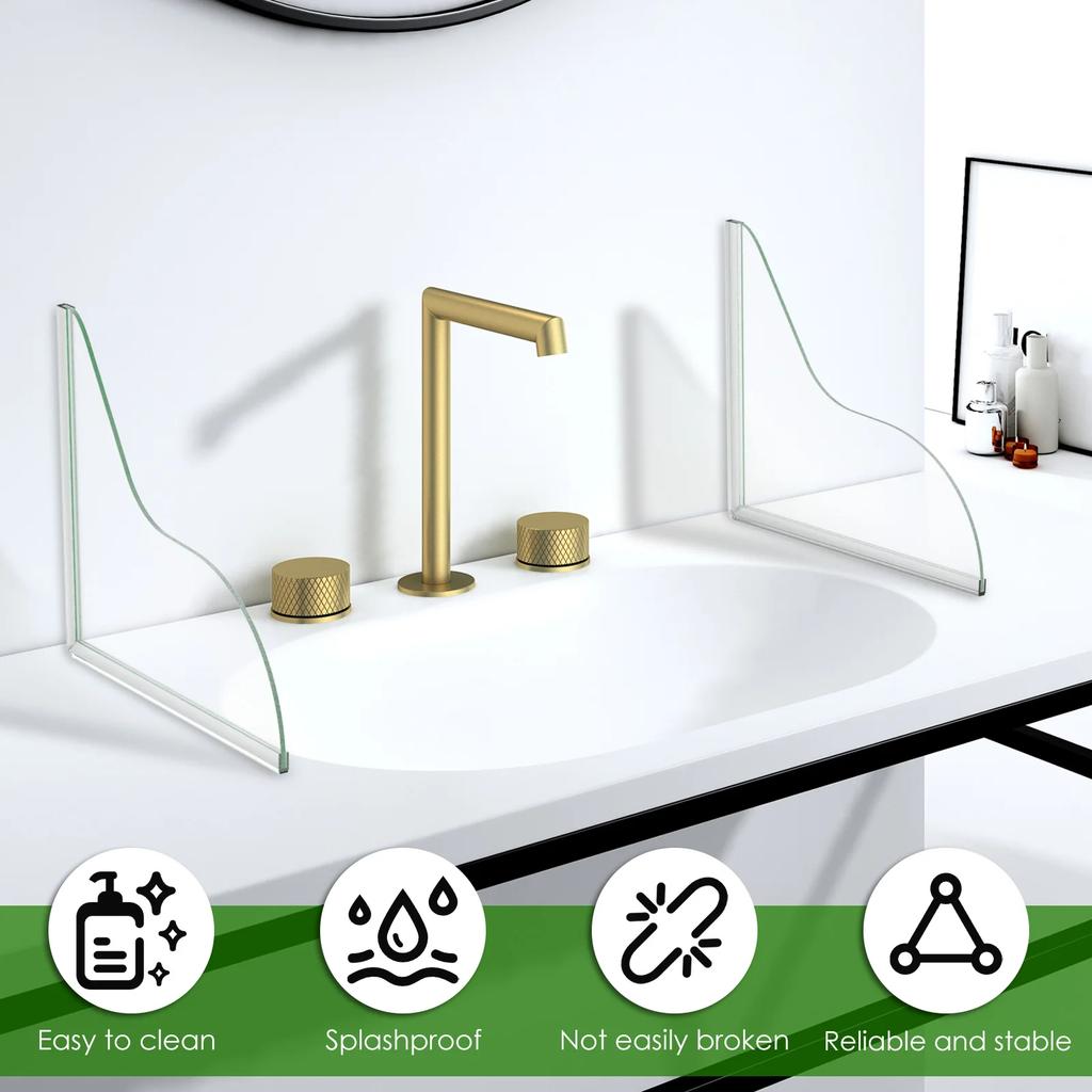 2Pcs Waterproof Acrylic Shower Splash Guards Transparent Reusable Bathtub Water Guards Wear Resistant Tub Corner Guards for Tub