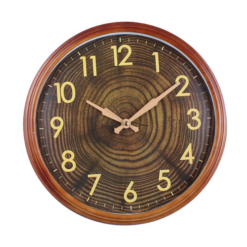 

Household Wood Grain Wall Clock Silent Style Living Room Study Decoration Clock Precision Quartz Wall Clock 37CM [style] 5