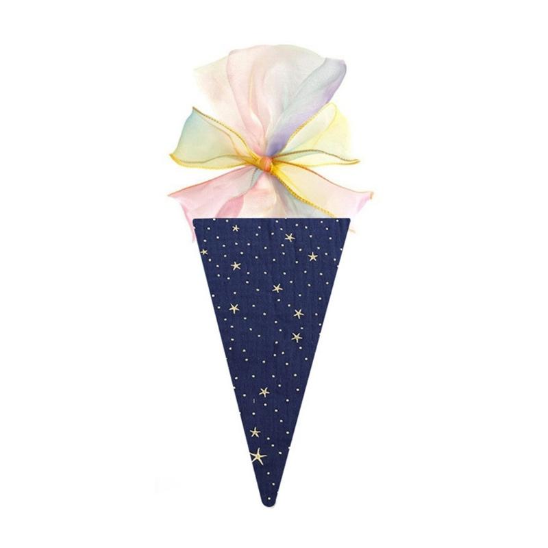 Stylish Fabric Party Decoration Ice Cream Cone Shaped Bowknot Ornament for Students Kids Celebration Gift