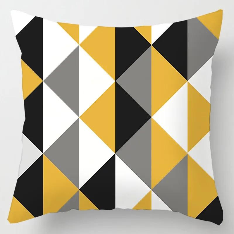 Fashionable Luxury Home Decoration Geometric Lines Abstract Style Ginkgo Leaf Print Pillow Cover Office Chair Cushion Cover
