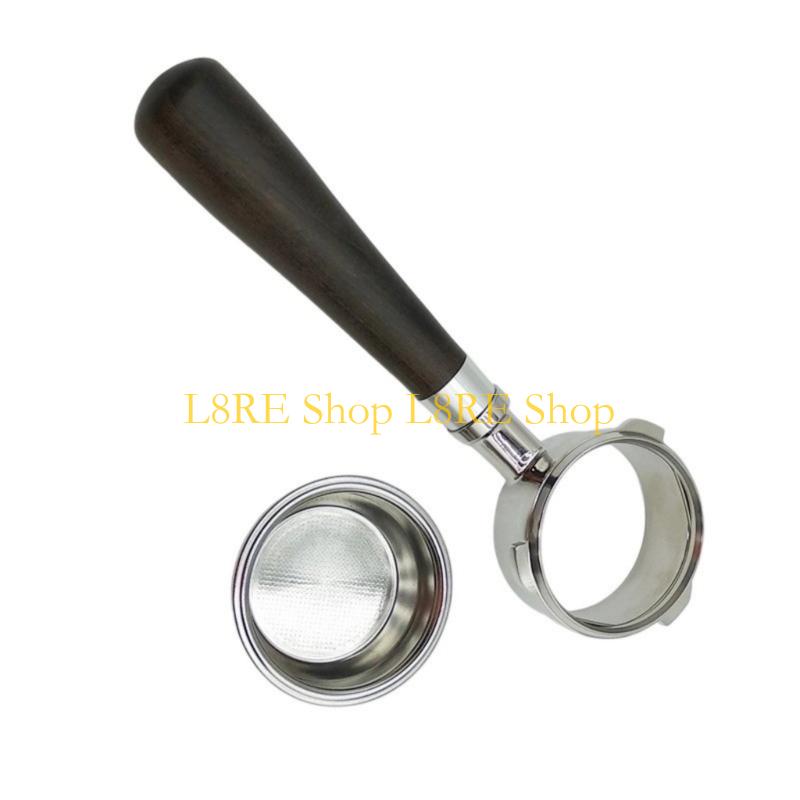 L8RE Bottomless 58mm Coffee Portafilter with Wooden Handle Espresso Machine Accessory
