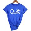 Queen Couples Women T Shirt Crown Printing Couple Clothes Summer Clothing Casual Round Neck Tops