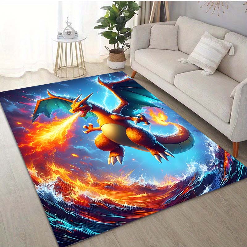 1PC Pokémon Charizard Dracaufeu Pikachu Printing Carpet for Living Room Bedroom Kid's Room Home Decor Area Rug Non-slip Mat