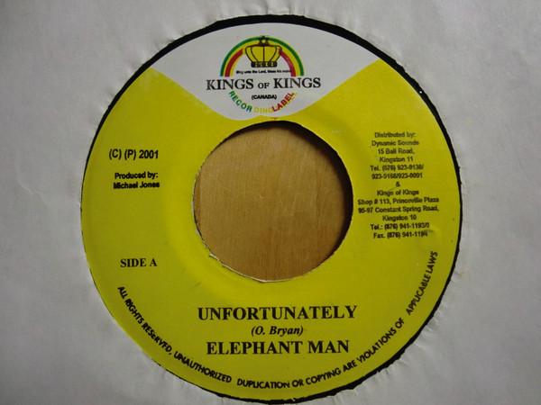 

7-дюймовая пластинка ELEPHANT MAN - К сожалению НИКАКОЙ Kings Of Kings 2001 Ямайка Регги, Ска и Даб Б/У