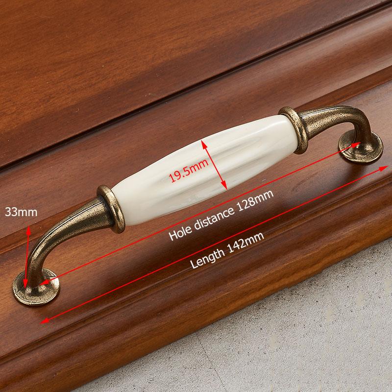 KAK Antique Bronze Ceramic White Cabinet Handles Zinc Alloy Drawer knobs Wardrobe Door Handle Simple European Furniture Hardware