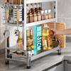 Stainless Steel Kitchen Storage Rack Seasoning Chopsticks Shelf Organizer Household Knife Jar Multifunctional Organizer