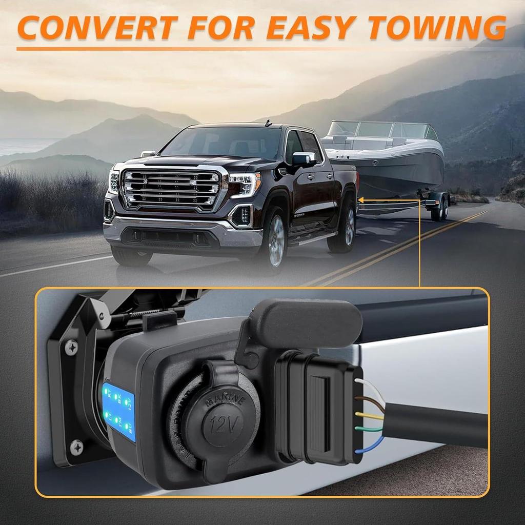 Trailer Plug Tester Waterproof 12V 7 Pin Detector Trailer Light Test Adapter For Boats RV Pickup Wiring Installation Roadside